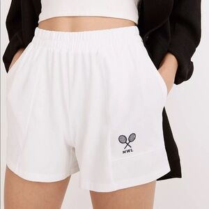MWL‎ Embroidered Tennis Pull-On Seamed Shorts